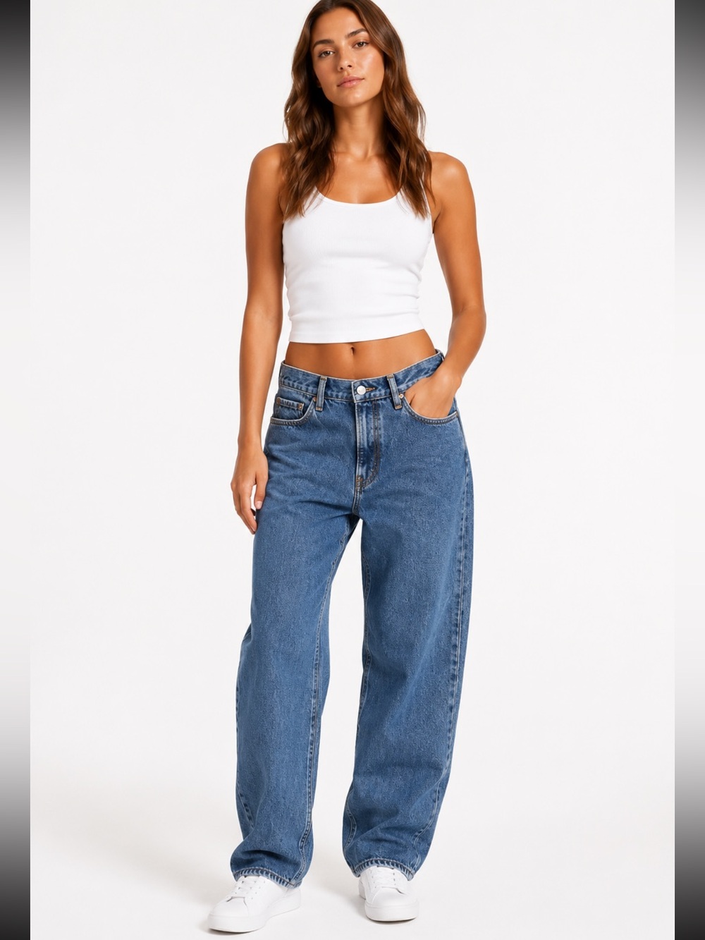 Abercrombie & Fitch 90s Loose Baggy Mid Rise Jeans Blue Size 32 Wide Leg - Picture 2 of 5
